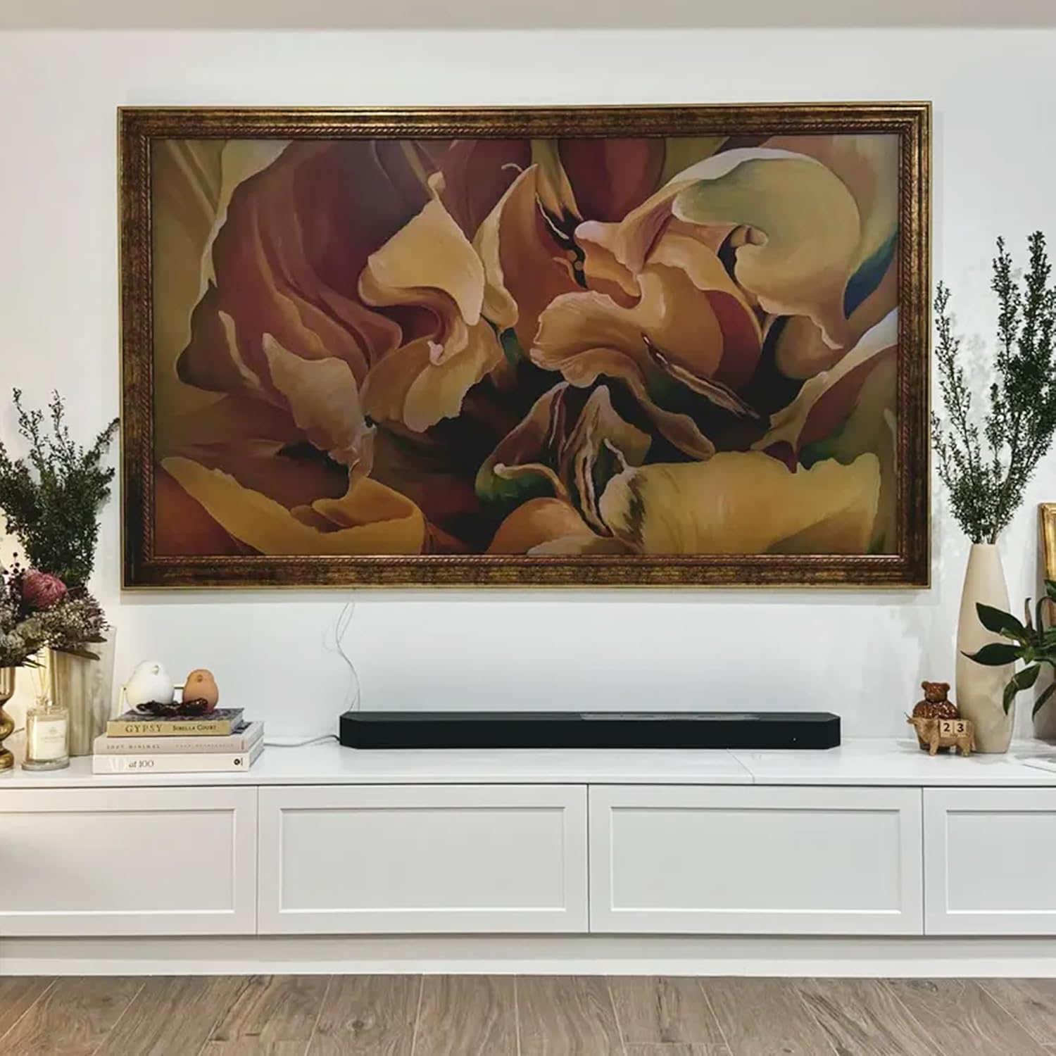 Patina Gold Walnut 50' TV frame - Compatible ONLY with Samsung The Frame TV (Fits 2021-2026 models, model codes: 50LS03A/B/C/D/FA/HE)