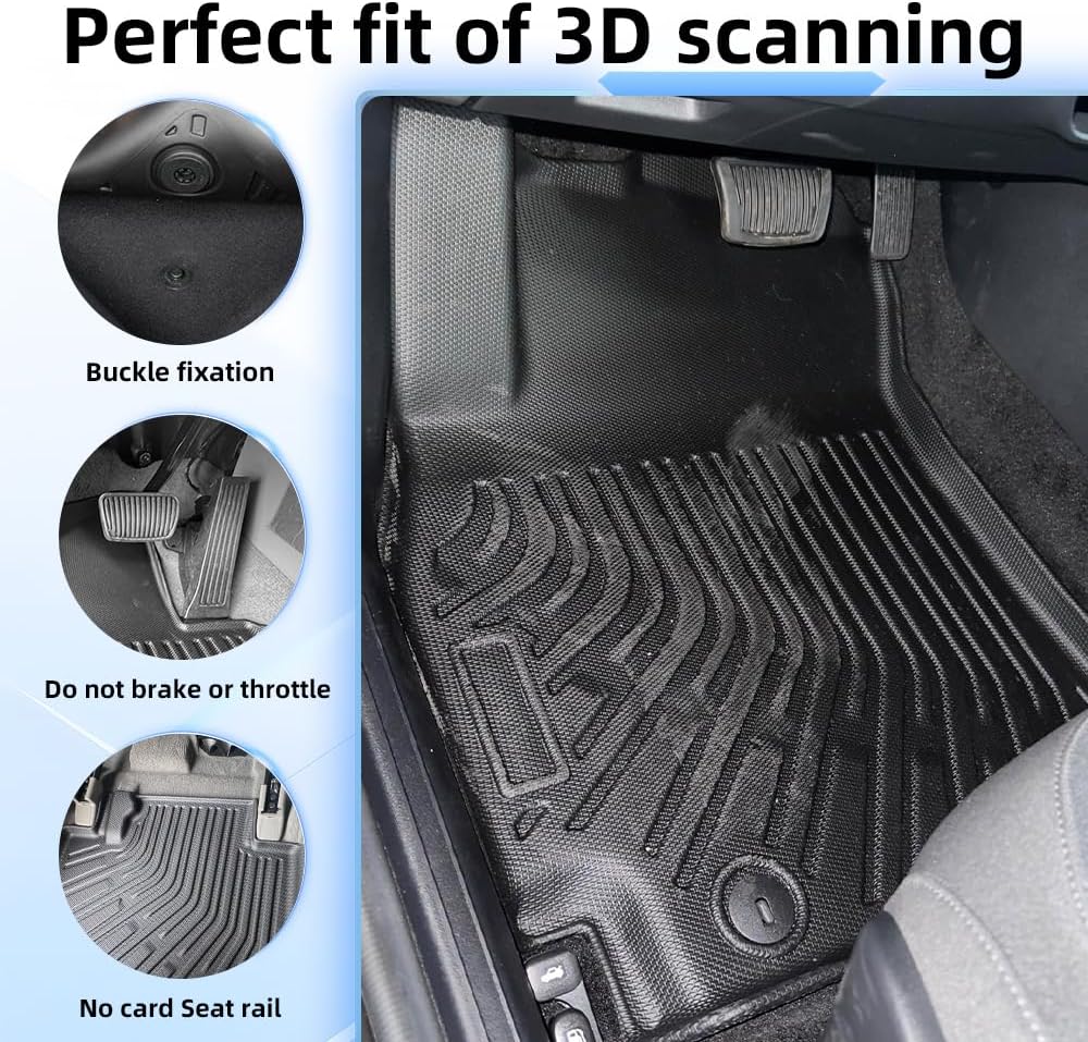 All-Weather Floor Mats for 2025 2026 Kia K4 (All Trims: LX/LXS/EX/GT-Line/GT-Line Turbo) - 6Pcs Full Set Custom Fit TPE Floor Liners & Cargo Mat & Backrest Protector for Kia K4 2026 Accessories Black