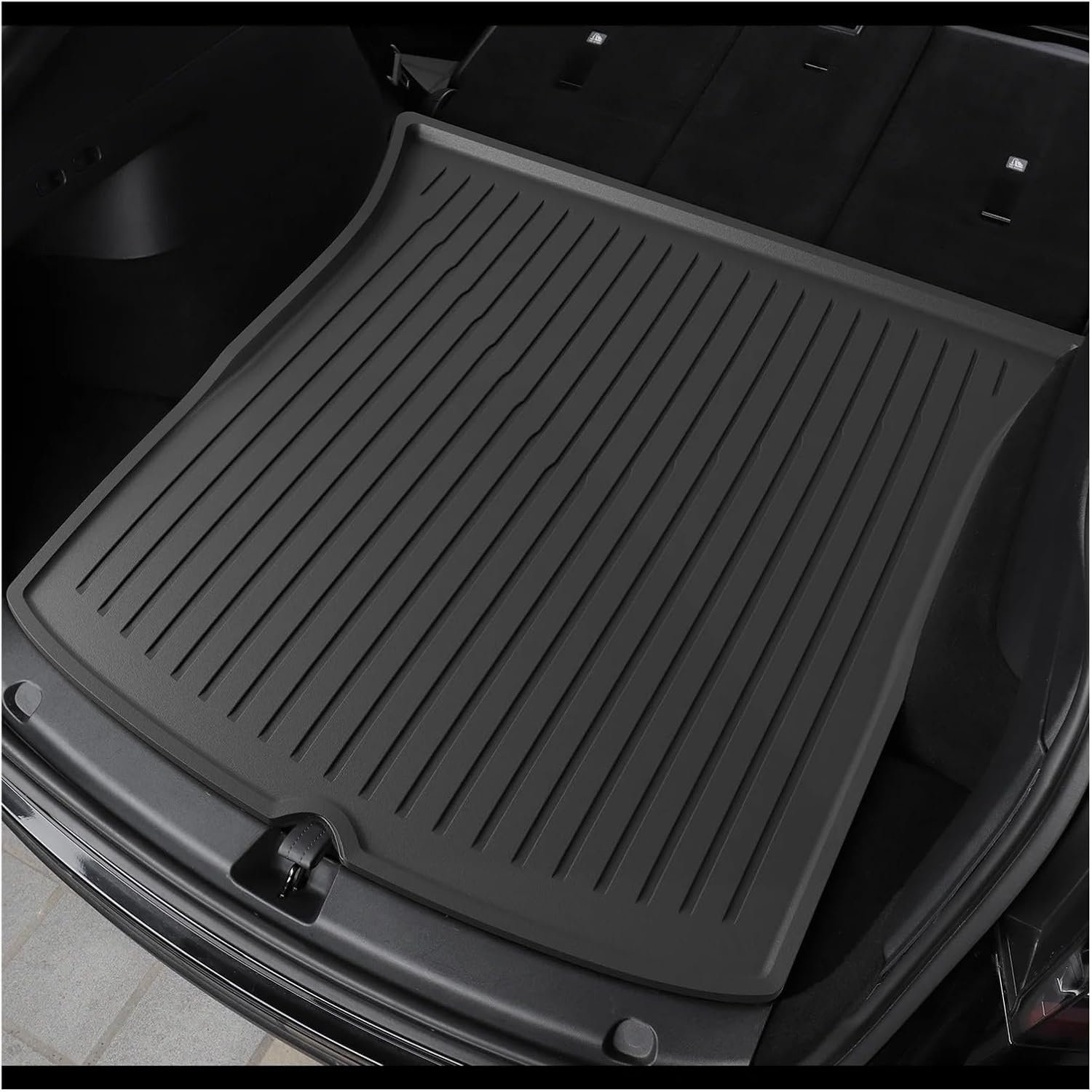Compatible with Tesla Model Y 2021-2024 TPE 3D Car Floor Mats Cargo Liner Trunk Pad Set Waterproof All Weather Black(RHD 3PCS)