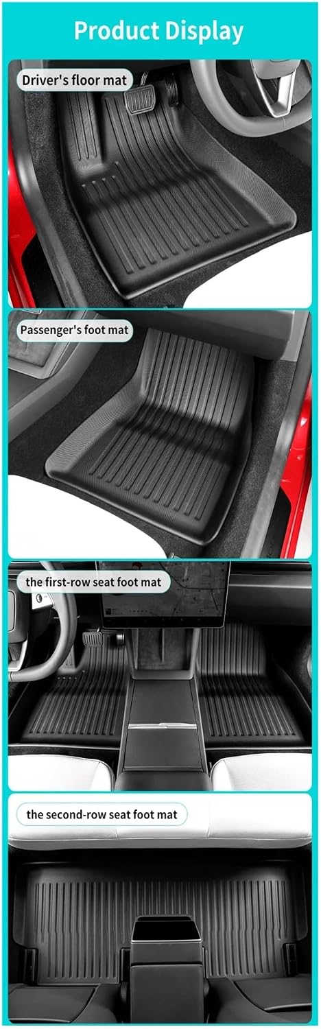 Compatible with Tesla Model 3 Highland 2024 TPE 3D Car Floor Mats Cargo Liner Trunk Pad Waterproof Protective Accessories(24MODEL3 LHD 3PCS)