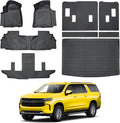KUST Floor Mats Cargo Mat Set for 2021-2025 2026 Chevy/Chevrolet Suburban & GMC Yukon XL, All Weather Trunk Mat Backrest Mat for Suburban/Yukon XL Accessories TPE Rubber Liners (7 Seater Only)