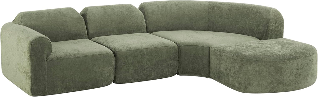 Christopher Knight Home Midel 111' Modular L-Shape Sofa Couch with Chaise Lounge, Modern Boneless Sofa for Living Room, Fabric Upholstered Cloud Couch with Deep Seat, Olive Green