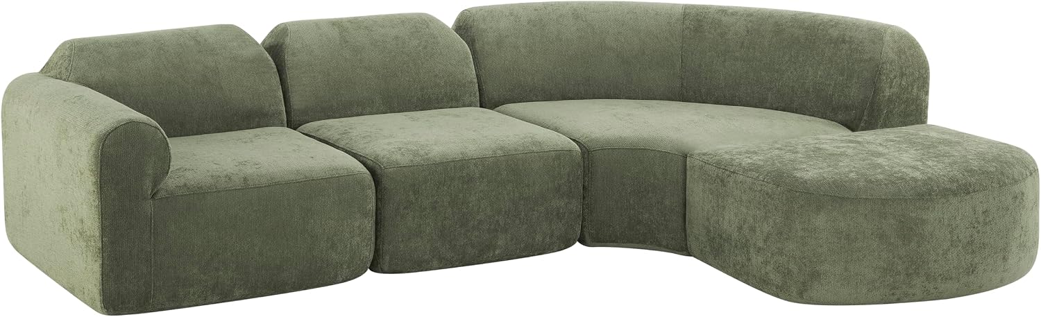 Christopher Knight Home Midel 111' Modular L-Shape Sofa Couch with Chaise Lounge, Modern Boneless Sofa for Living Room, Fabric Upholstered Cloud Couch with Deep Seat, Olive Green