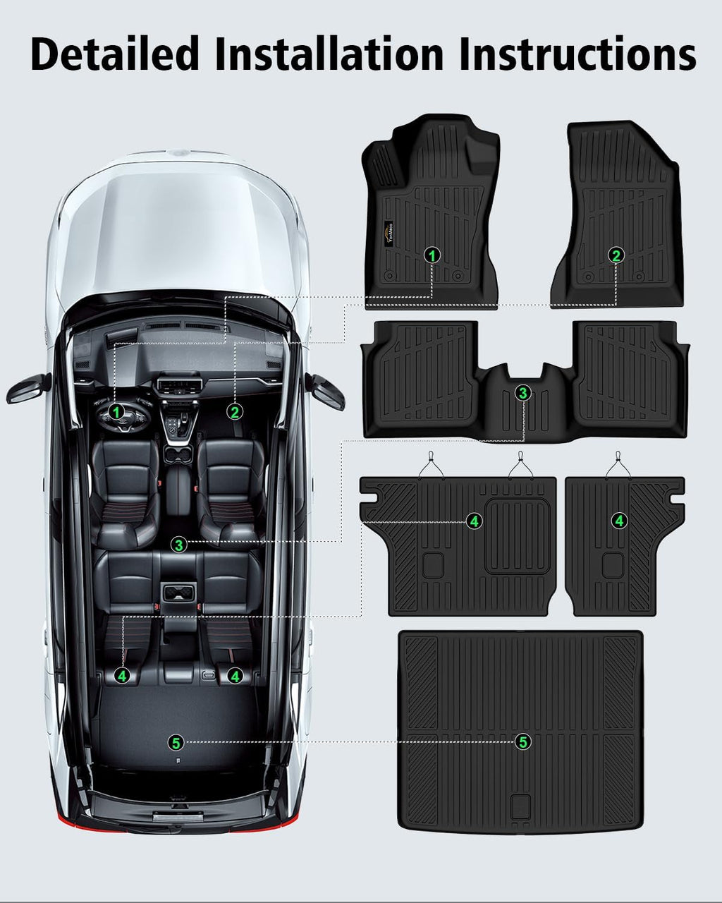 loor Mats Custom for Dodge Hornet 2026 2025 2024 2023 GT/GT Plus Cargo Liner with Backrest Mat All Weather TPE Rubber Full Set Floor Liners Trunk Mat for Hornet Automotive Accessories, Black