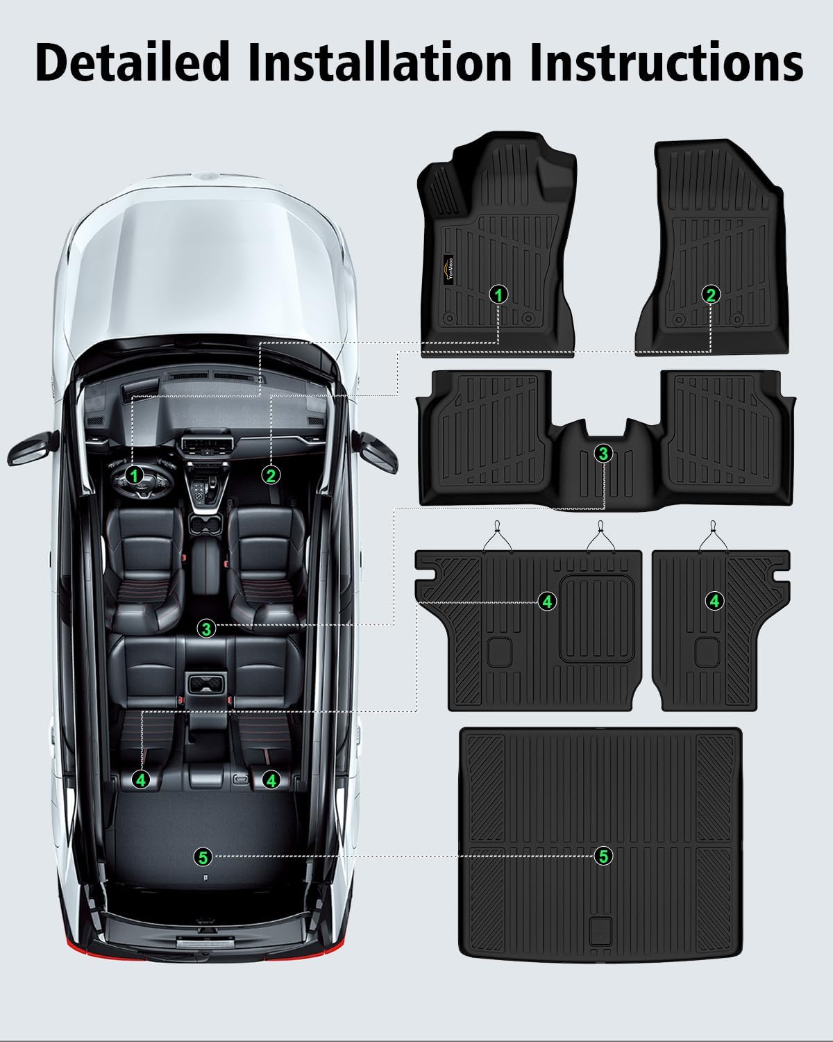 loor Mats Custom for Dodge Hornet 2026 2025 2024 2023 GT/GT Plus Cargo Liner with Backrest Mat All Weather TPE Rubber Full Set Floor Liners Trunk Mat for Hornet Automotive Accessories, Black