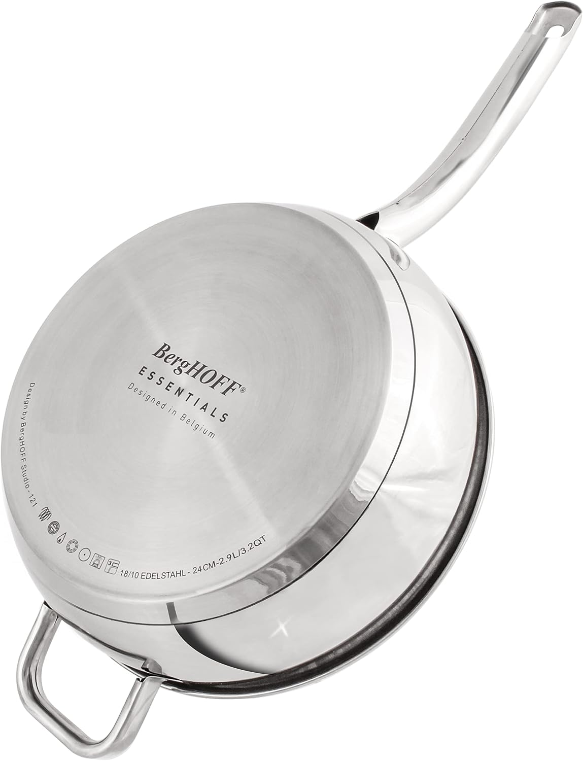 BergHOFF Belly Shape 18/10 Stainless Steel 7Pc Cookware Set, Glass Lids, Fast, Evenly Heat, Induction Cooktop Ready