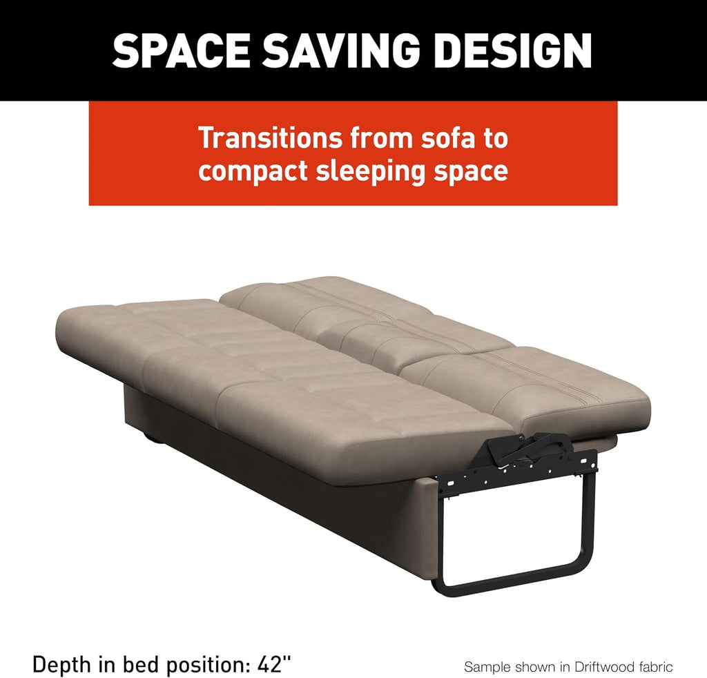 Thomas Payne Signature 72' Dellmead RV Jackknife Sleeper Sofa with Matching Kickboard, Easy Transition, High-Density Foam Cushioning, Fold-Down Center, Dual Cupholders - 2024044417