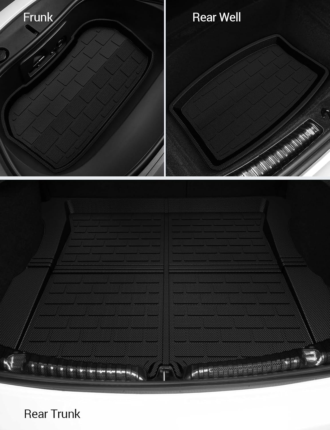 BASENOR 2026 2025 2024 6PCS Tesla Model 3 Highland Floor Mats All-Weather Car Mats Anti-Slip 3D Material Cargo Liner Trunk Mat [Proprietary Design] for Model 3 Highland Accessories