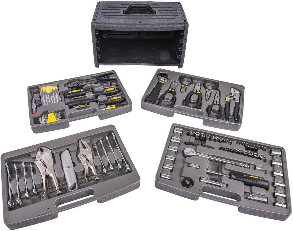 JEGS 99-Piece Tool Set with Carry Case - Pliers, Socket Screwdriver, Wrench, Hex Key, Electrical Repair Kit