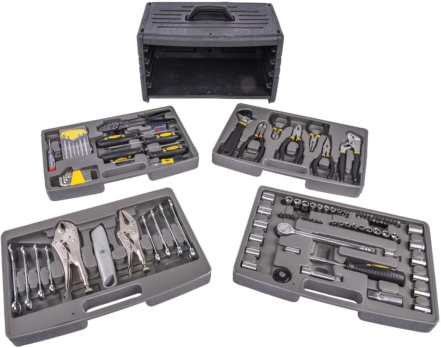 JEGS 99-Piece Tool Set with Carry Case - Pliers, Socket Screwdriver, Wrench, Hex Key, Electrical Repair Kit