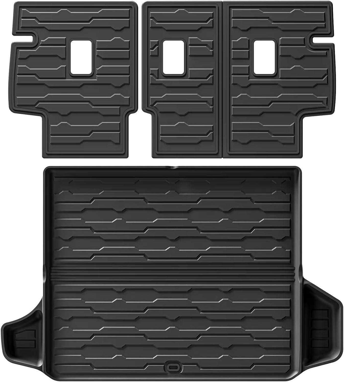 for GMC Terrain/Chevrolet Equinox 2018-2024 TPE Cargo Liner Trunk Mat with Protective Backrest Waterproof Black Set