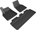 3D MAXpider Custom Fit Kagu Floor Mat (Black) Compatible with Tesla Model Y 5-Seat 2021-2025 - Full Set