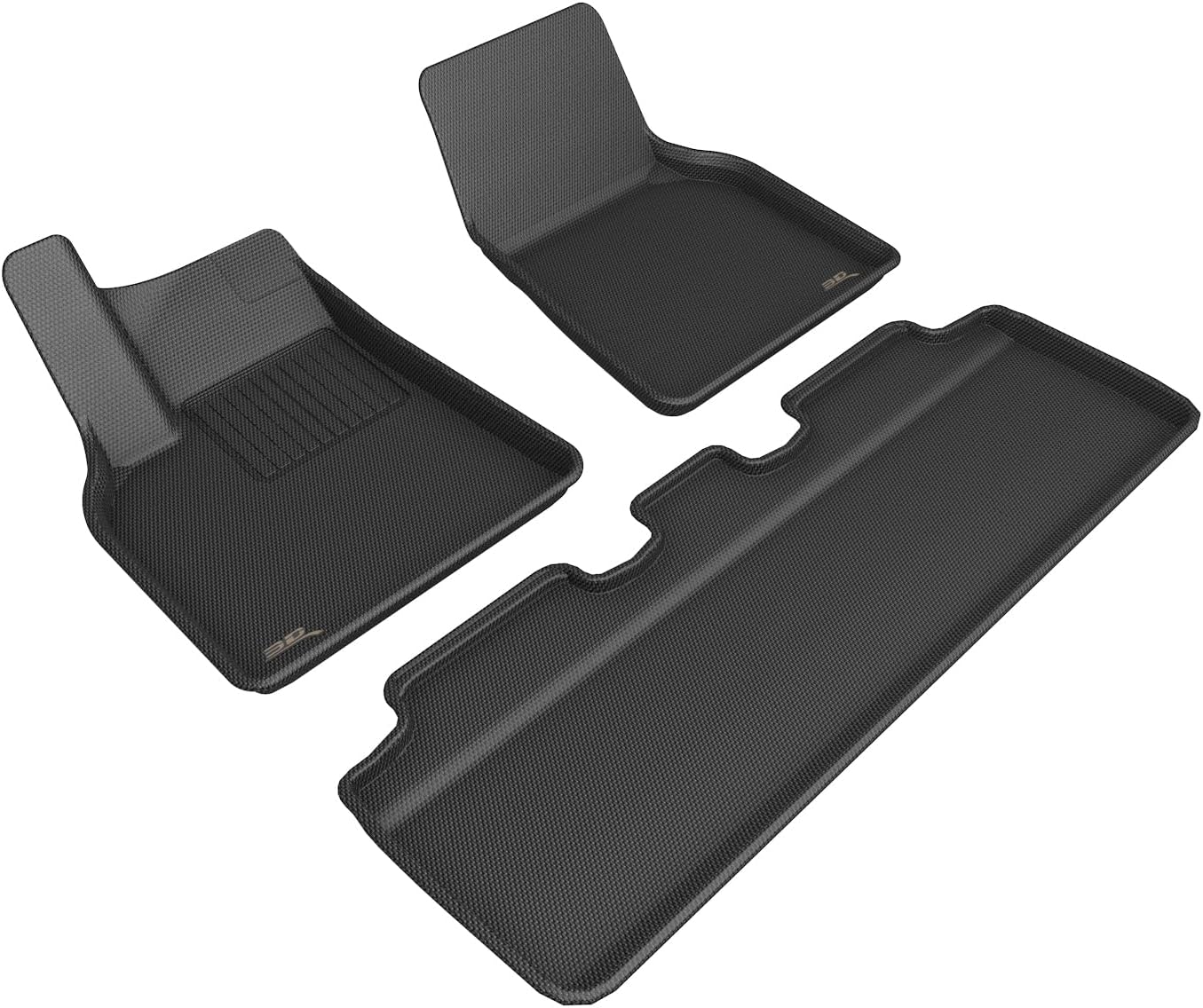 3D MAXpider Custom Fit Kagu Floor Mat (Black) Compatible with Tesla Model Y 5-Seat 2021-2025 - Full Set