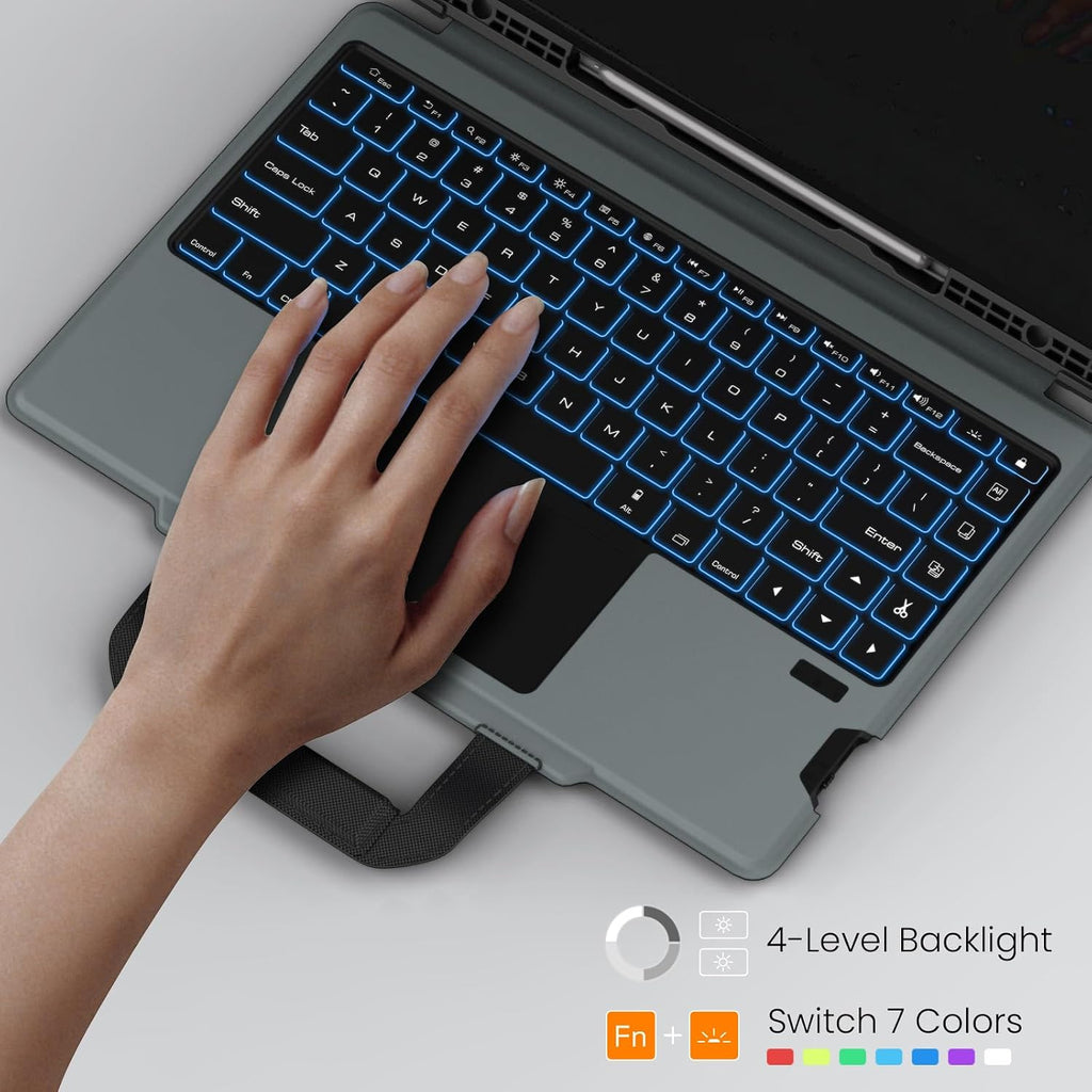 Nillkin Carry Go for Samsung Galaxy Tab S10 Plus Detachable Keyboard Case with 7 Backlit, Kickstand, Trackpad, S Pen Holder,S10+ S9+ Plus Tablet Keyboard 12.4''