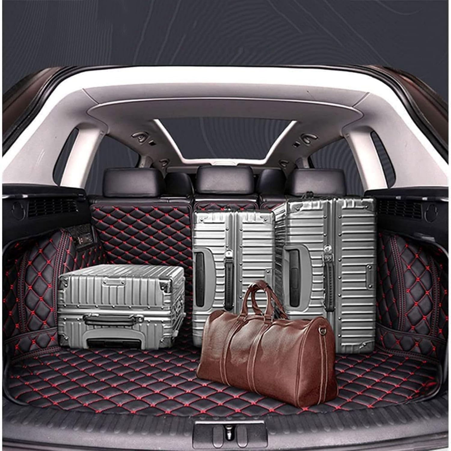 Car Cargo Liner for mini 2-Door 4seats 2014-2022 2023 2024(Lower Floor), Leather Boot Trunk Liner Anti-Scratch Anti-Slip Waterproof Cargo Mat, Interior Accessories,Red