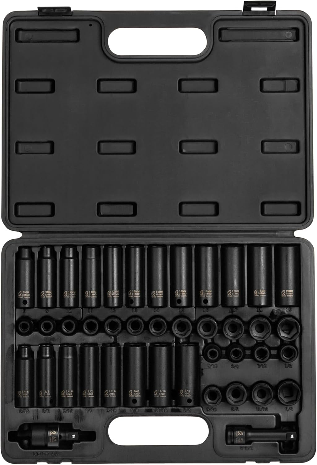Sunex Tools 3342 3/8 Inch Drive Master Impact Socket Set, 42-Piece, SAE/Metric, 5/16' to 3/8'
