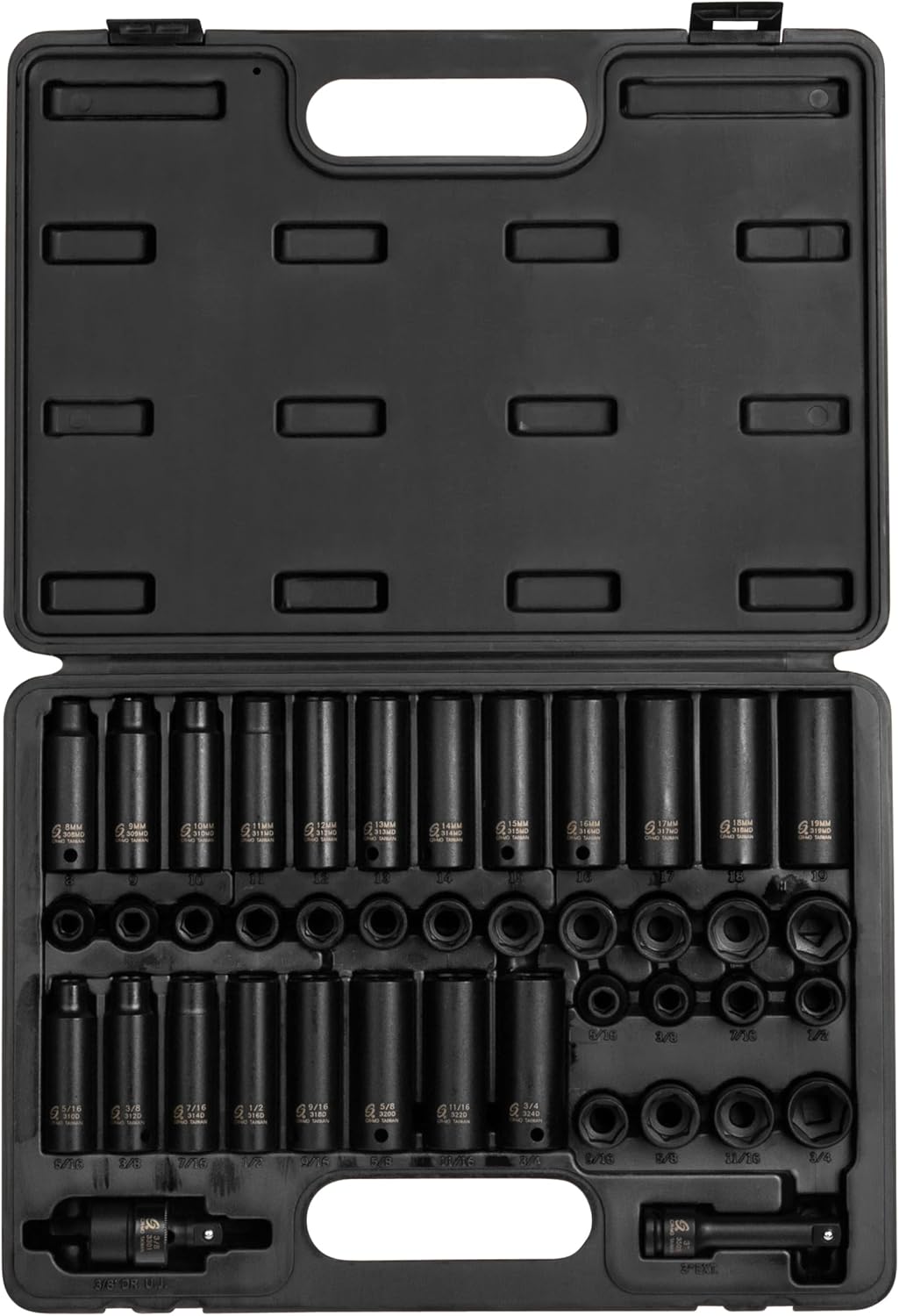 Sunex Tools 3342 3/8 Inch Drive Master Impact Socket Set, 42-Piece, SAE/Metric, 5/16' to 3/8'