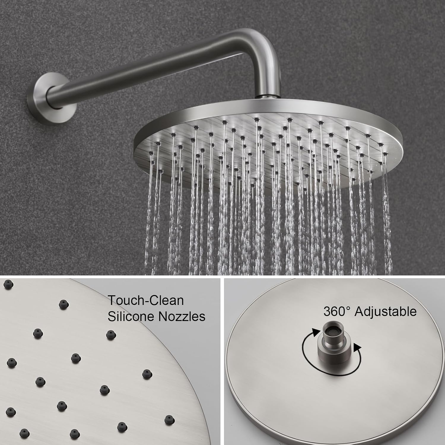 Iriber Shower System Wall Mounted Shower Faucet Set with High Pressure Shower head and 3-Setting Handheld, Bathroom Shower Trim Kit Contain Pressure Balance Valve Cartridge, Brushed Nickel