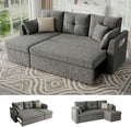 Huatean Home Sleeper Sofa Couch, 2 in 1 Sectional Sleeper Couch Bed with Side Pocket, Pullout Sofa Bed with Storage Chaise for Living Room, Dark Grey
