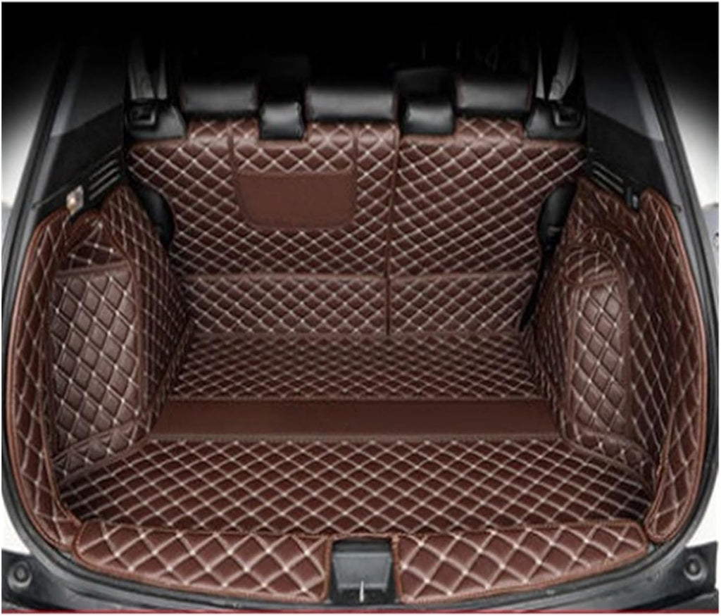 Custom Deluxe Leather Full Rear Trunk Tray Liner Cargo Mat Floor Protector Foot Pad Mats Compatible with XRV VEZEL 2015-2019(Silver)