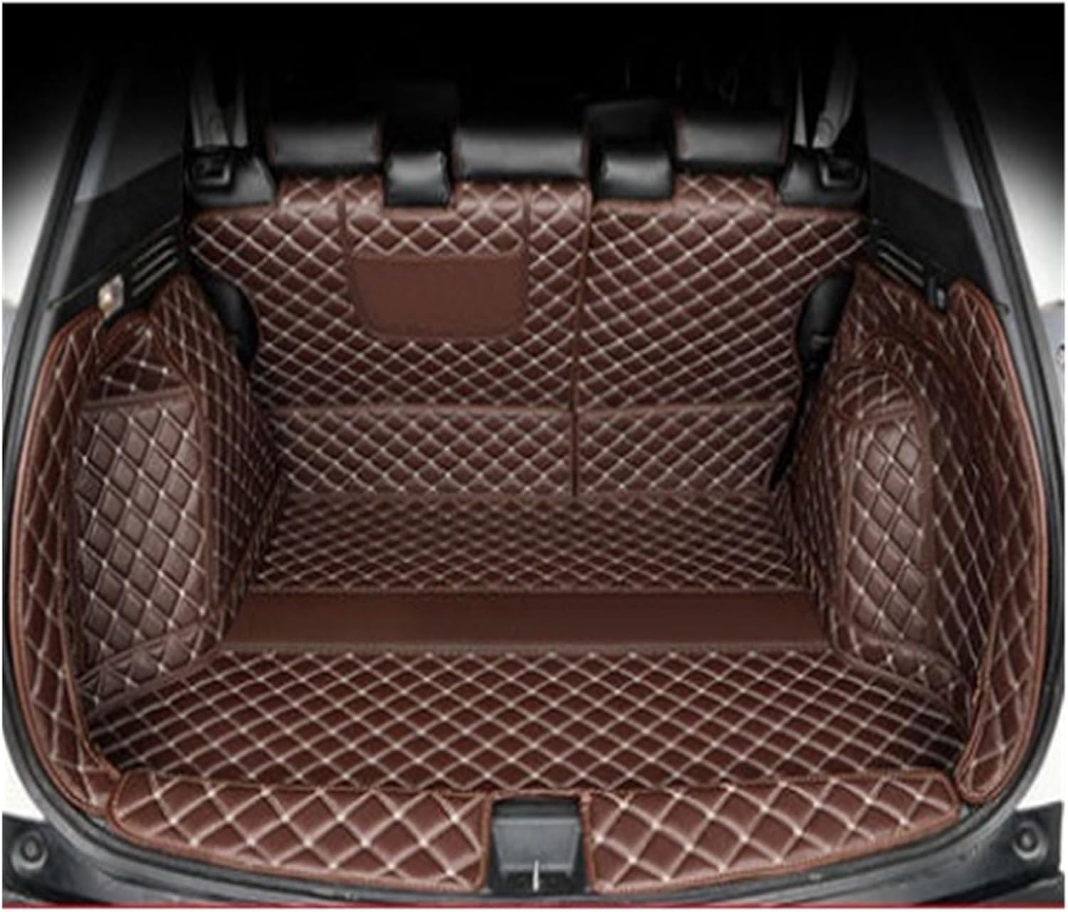 Custom Deluxe Leather Full Rear Trunk Tray Liner Cargo Mat Floor Protector Foot Pad Mats Compatible with XRV VEZEL 2015-2019(Silver)