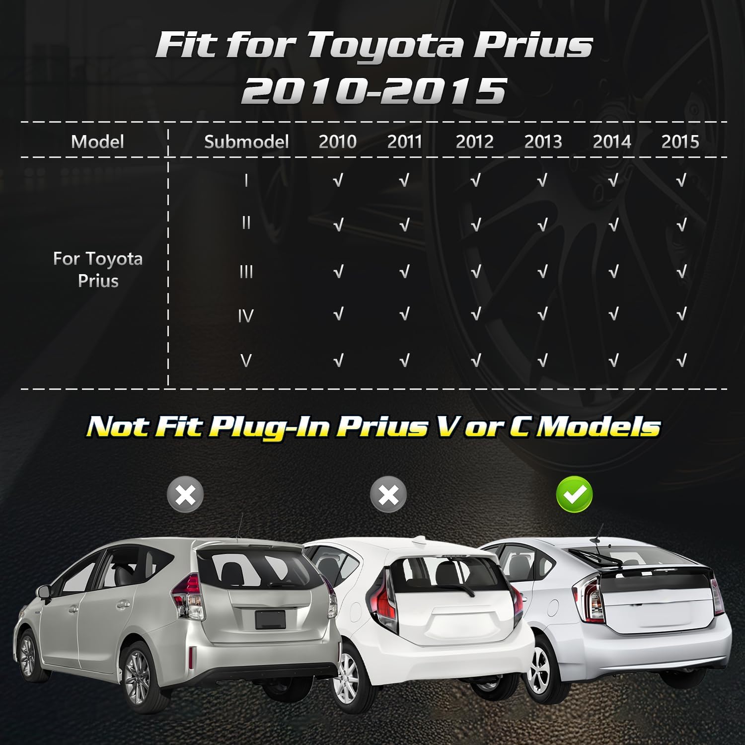 Floor Mats Compatible with Toyota Prius 2010-2015(Not Fit Plug in,V or C Model),All Weather Protection TPE Cargo Liner with Backrest Mats Accessories for Prius 2010 2011 2012 2013 2014 2015
