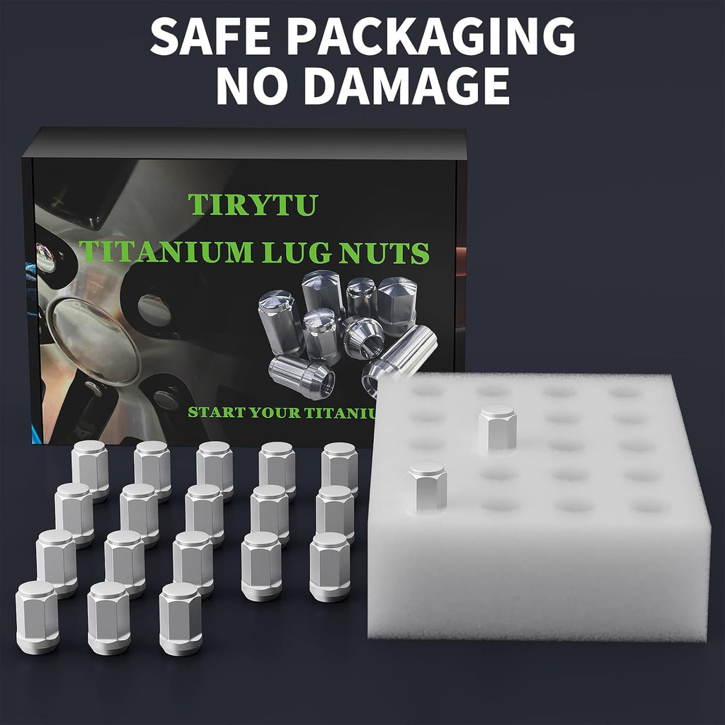 Titanium 1/2-20 Lug Nuts (1/2'x20) - 20pc Ultra-Light Closed End Acorn Wheel Nuts | High-Strength & Corrosion-Resistant Titanium Alloy | One-Piece Design for Cars/Trucks/SUV Aftermarket Wheels