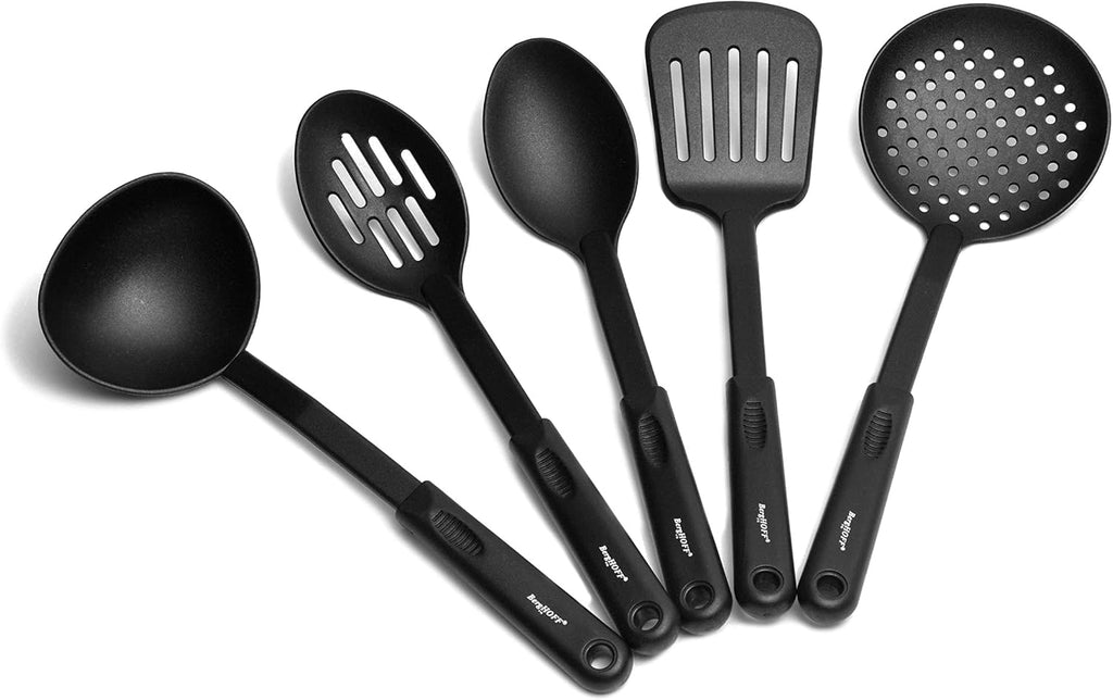 BergHOFF Ouro Gold 16Pc 18/10 Stainless Steel Cookware Set With Glass Lids and Nylon Utensil Set, Rose Gold Handle, PFOA-free, Induction Cooktop Ready, Even Heat