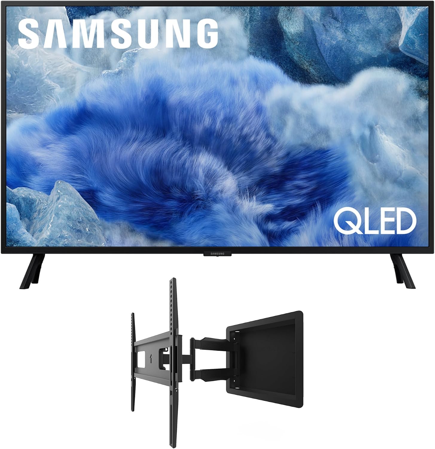Samsung QN32Q8FAAFXZA 32 Inch Class QLED Q8F 4K Vision AI Smart TV with a Kanto R300 Recessed Low Profile Full Motion TV Wall Mount (2025)