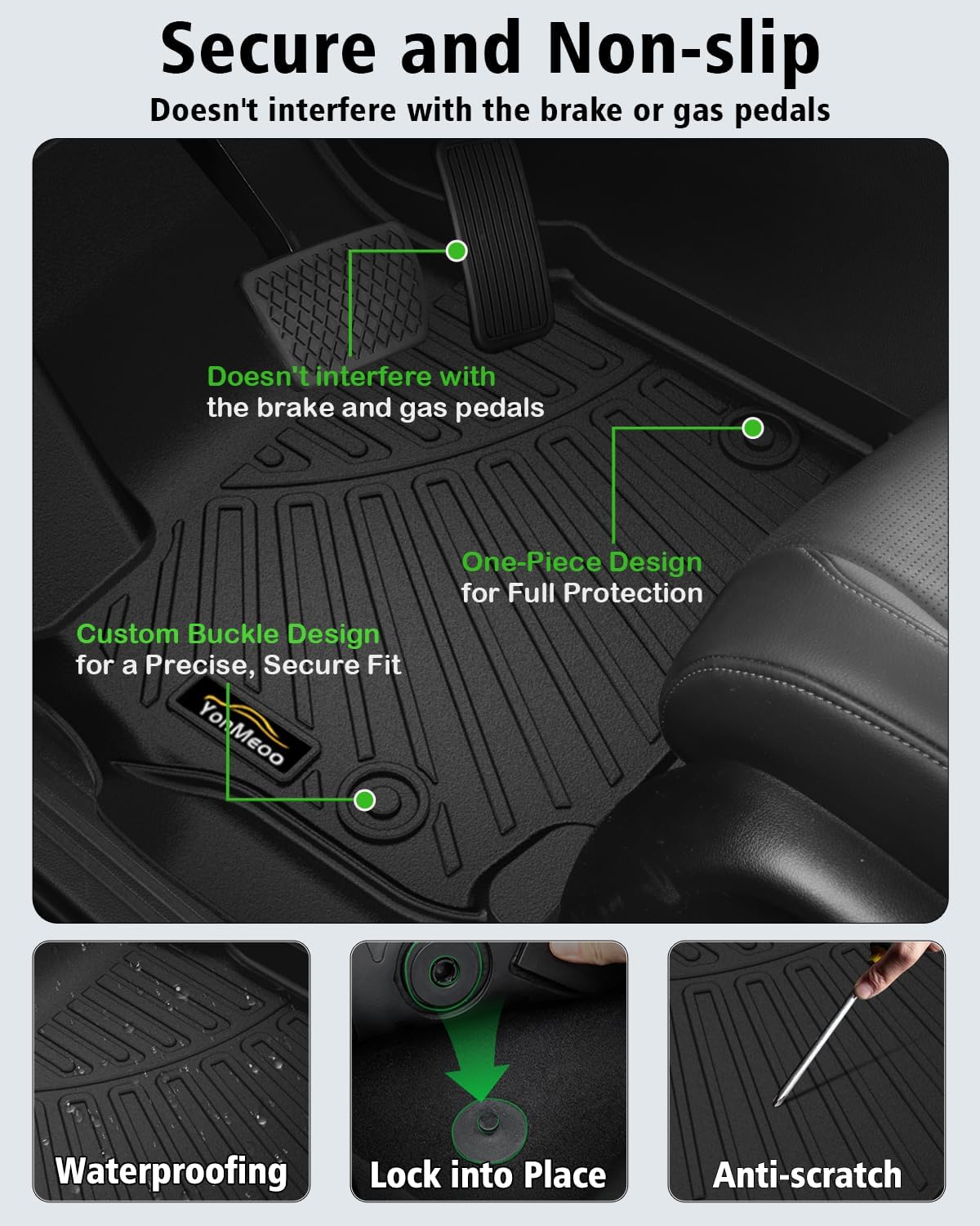 Floor Mats & Cargo Liner for Chrysler Pacifica 2017-2025 2026 Gas 7-Seater Touring (Non Hybrid&Non Pinnacle) All Weather TPE Rubber Trunk Mat Automotive Floor Liners for Pacifica Fuel 2025 Accessories