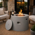 32' Smokeless Propane Fire Pit Table with Lid, Alloy Steel Round Outdoor Patio Dining Firepit 50,000 BTUs, Lava Rocks, Weatherproof Cover, CSA Safety Certified, for Wooden Deck, Backyard Pool, Grey