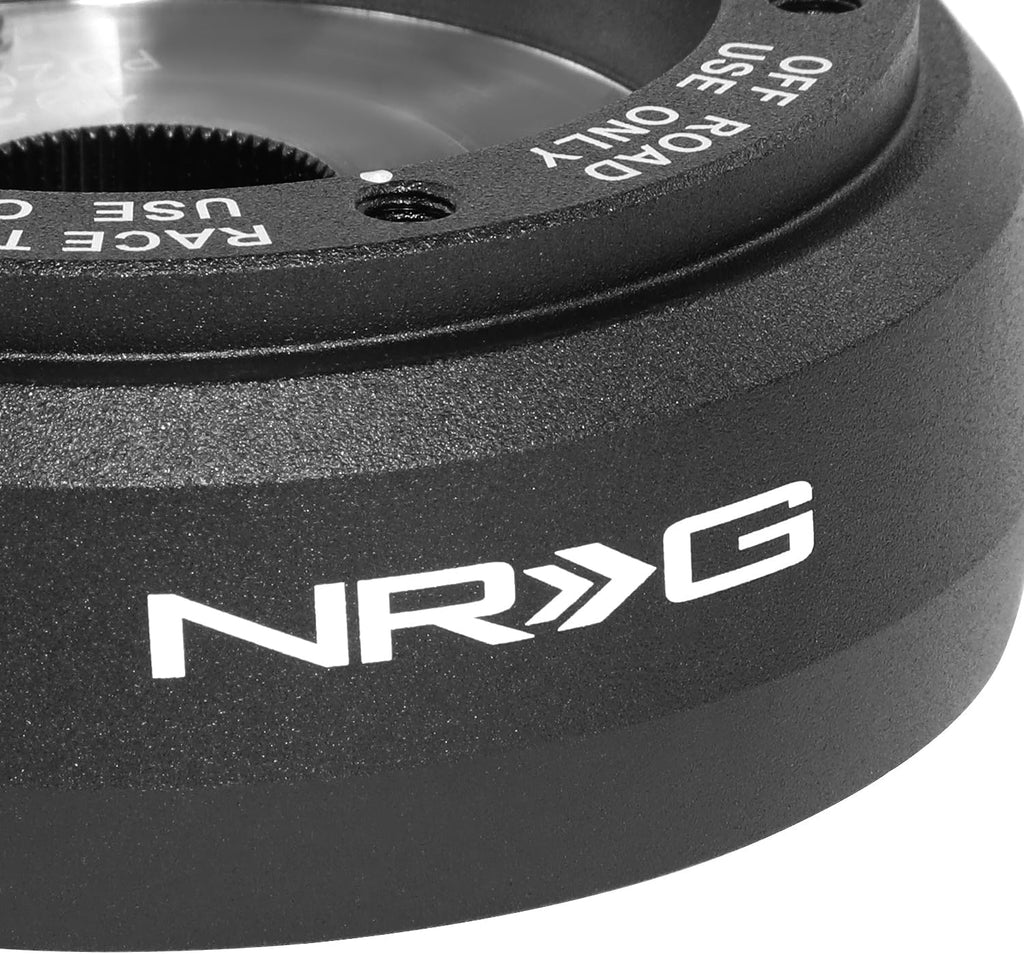 NRG Innovations Racing Style Steering Wheel Short Hub, Lockable Aluminum Steering Shaft, 6x70mm Bolt Pattern Quick Release Adapter Unit with Resistors, Compatible For Saab, Black, NRG-SRK-192H