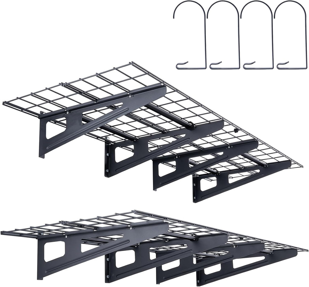 VEVOR 2 x 6 ft Garage Shelving Wall Mounted, 2 Pack Heavy Duty Wall Shelves 1000lbs Capacity, Garage Storage Rack Floating Shelves for Shop, Shed, Storage