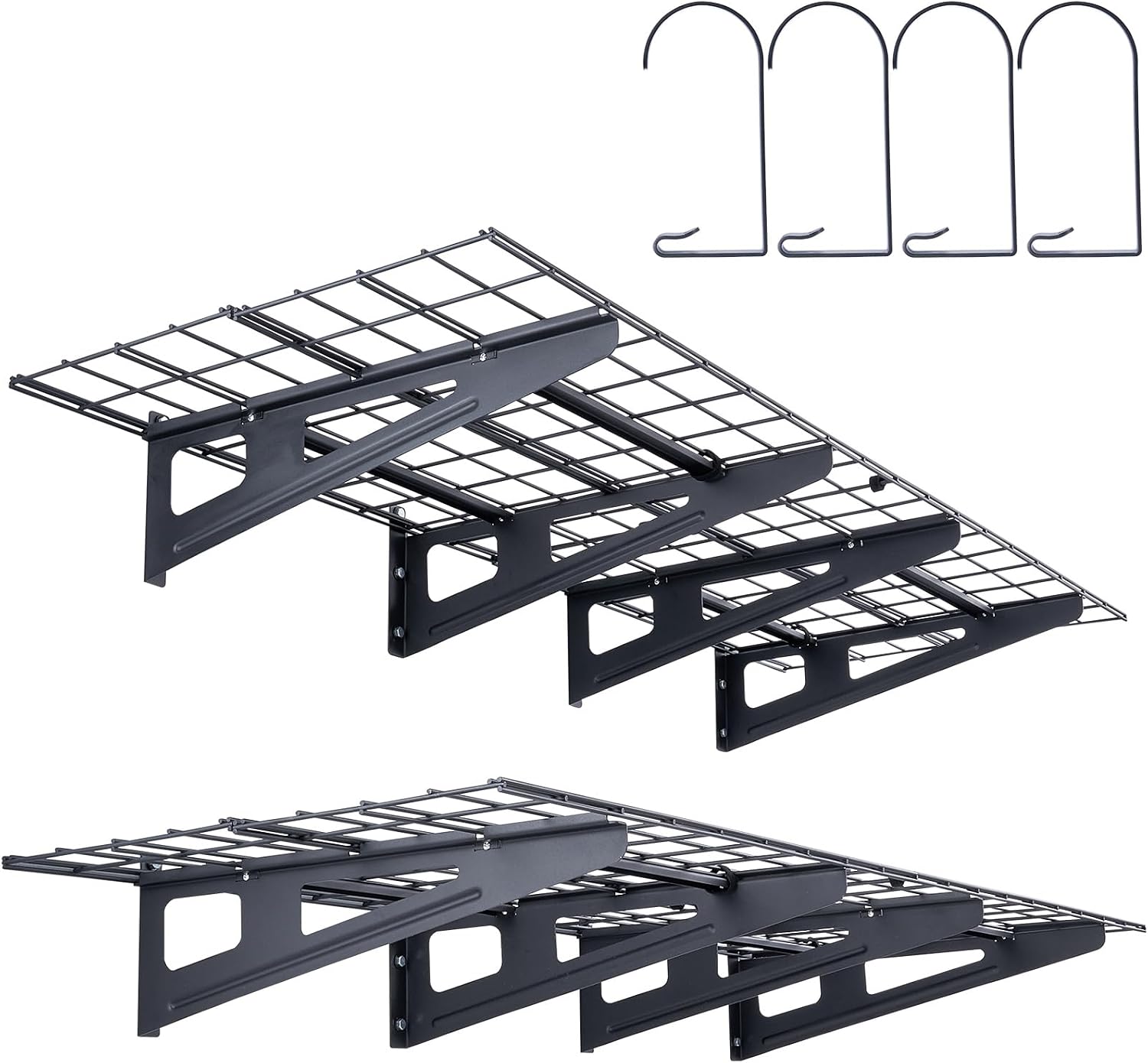 VEVOR 2 x 6 ft Garage Shelving Wall Mounted, 2 Pack Heavy Duty Wall Shelves 1000lbs Capacity, Garage Storage Rack Floating Shelves for Shop, Shed, Storage