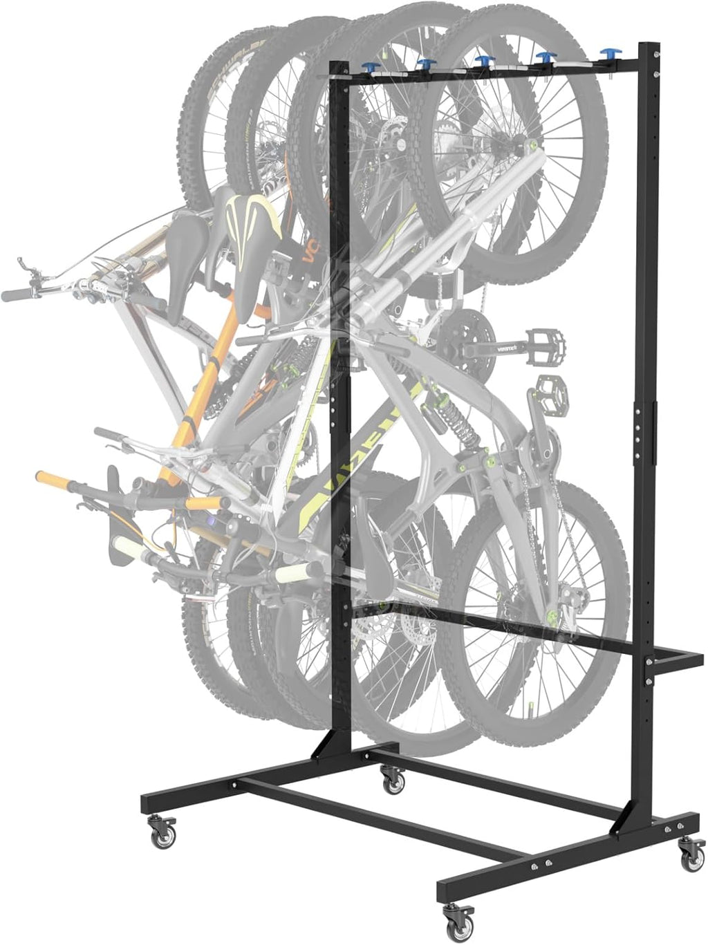 Freestanding Bike Rack with Caster Vertical Bike Storage Stand for Garage Indoor Bicycle Organizer Holds Up to 5 Bikes