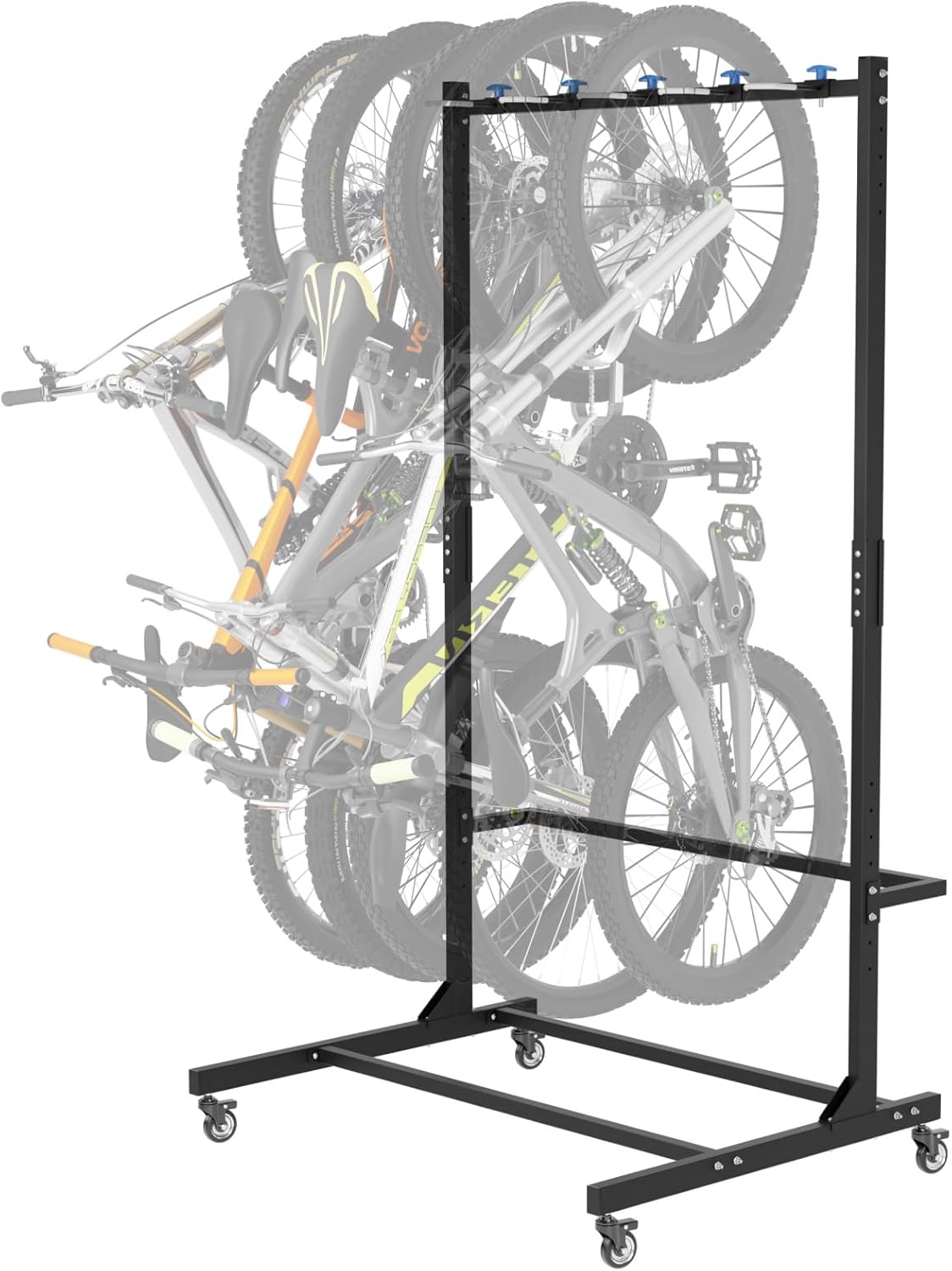Freestanding Bike Rack with Caster Vertical Bike Storage Stand for Garage Indoor Bicycle Organizer Holds Up to 5 Bikes
