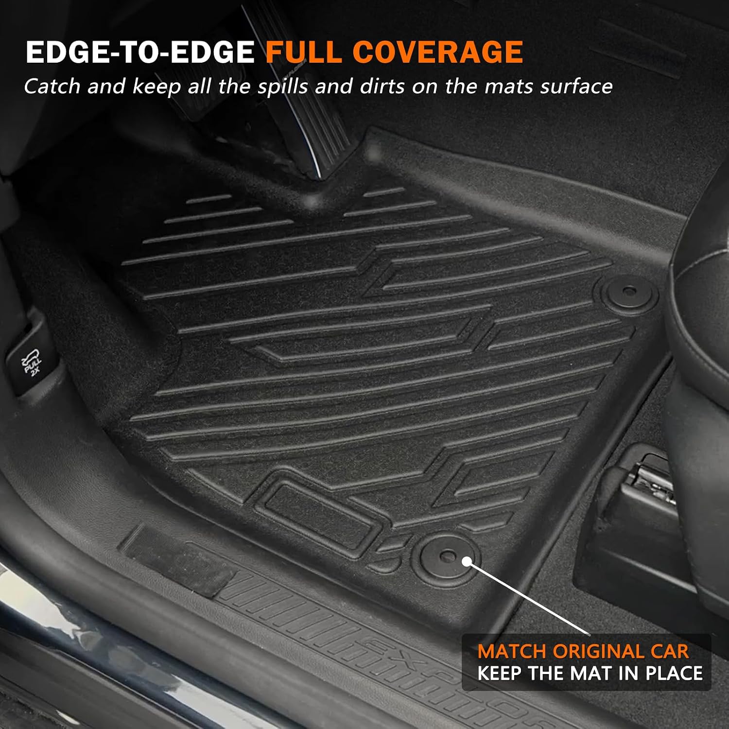 KUST Floor Mats Trunk Mat for 2020-2025 2026 Ford Explorer 7 Seats, Cargo Liner Backrest Mat for Explorer Accessories, TPE Rubber All Weather Protection High Edge (7 Seater Only)