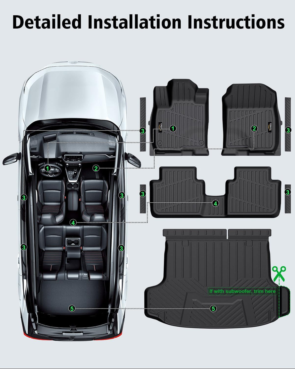 Floor Mats & Cargo Liner Custom Fit for Acura ADX 2025 All Weather TPE Rubber 1st & 2nd Floor Liners Automotive Trunk Mat for Acura ADX 2025 Accessories, Black