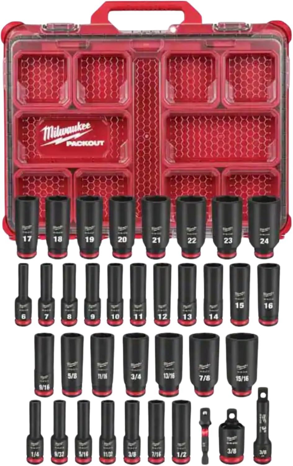 Milwaukee Electric - Shockwave Impact Duty. Socket 3/8. DR 36PC PACKOUT
