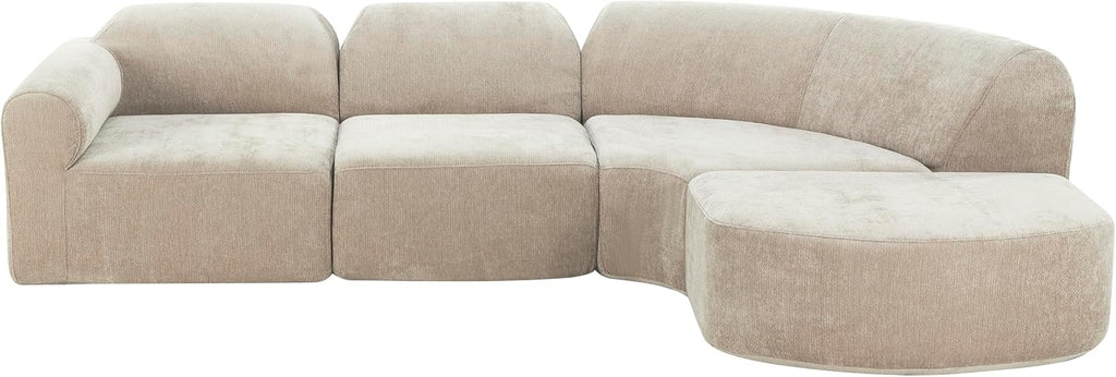 Christopher Knight Home Midel 111' Modular L-Shape Sofa Couch with Chaise Lounge, Modern Boneless Sofa for Living Room, Fabric Upholstered Cloud Couch with Deep Seat, Dark Beige