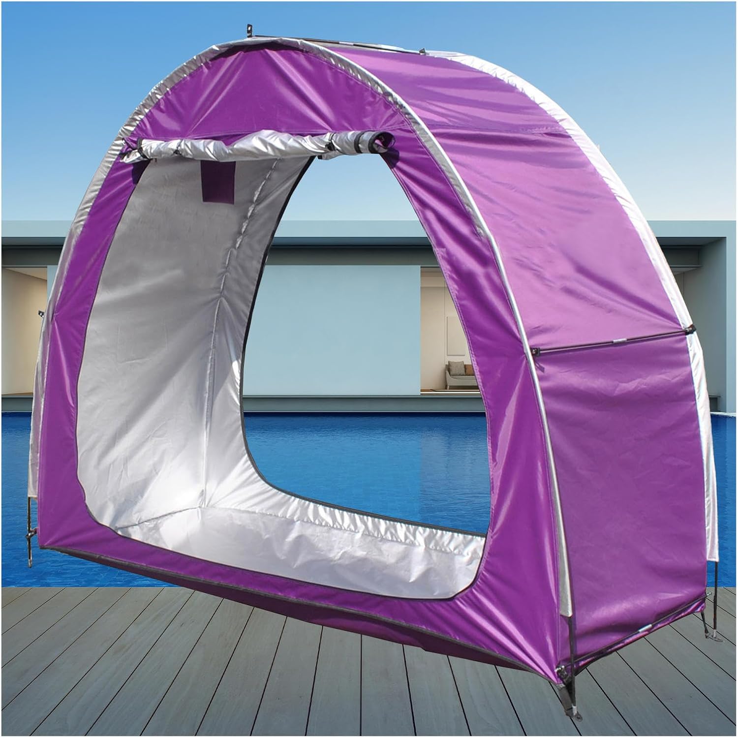 2 PCS Bike Tent Outdoor Storage Waterproof Can Be Spliced Motorcycle Tent for Patio Furniture,Bicycle,Motorcycle Outdoor Bike Storage Shed,Purple