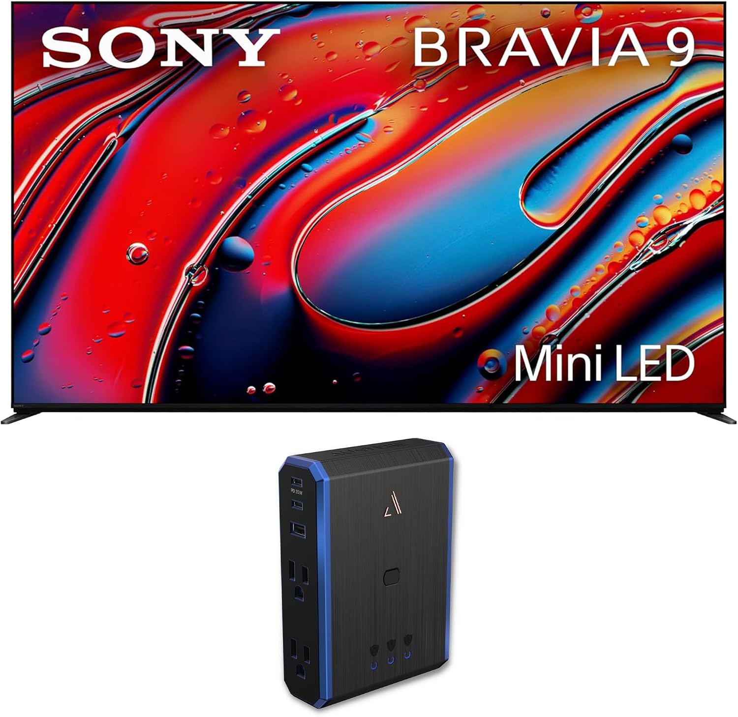 Sony K75XR90 75 Inch XR90 Series Bravia Mini LED HDR QLED 4K Google TV with an Austere 5S-PS4-US1 4-Outlet Power with Omniport USB (2024)