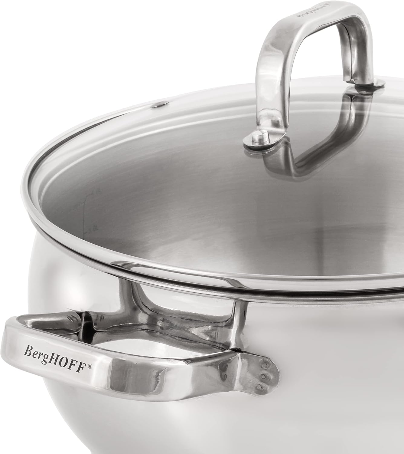 BergHOFF Belly Shape 18/10 Stainless Steel 3Pc Steamer Set, Glass Lid, Fast, Evenly Heat, Induction Cooktop Ready