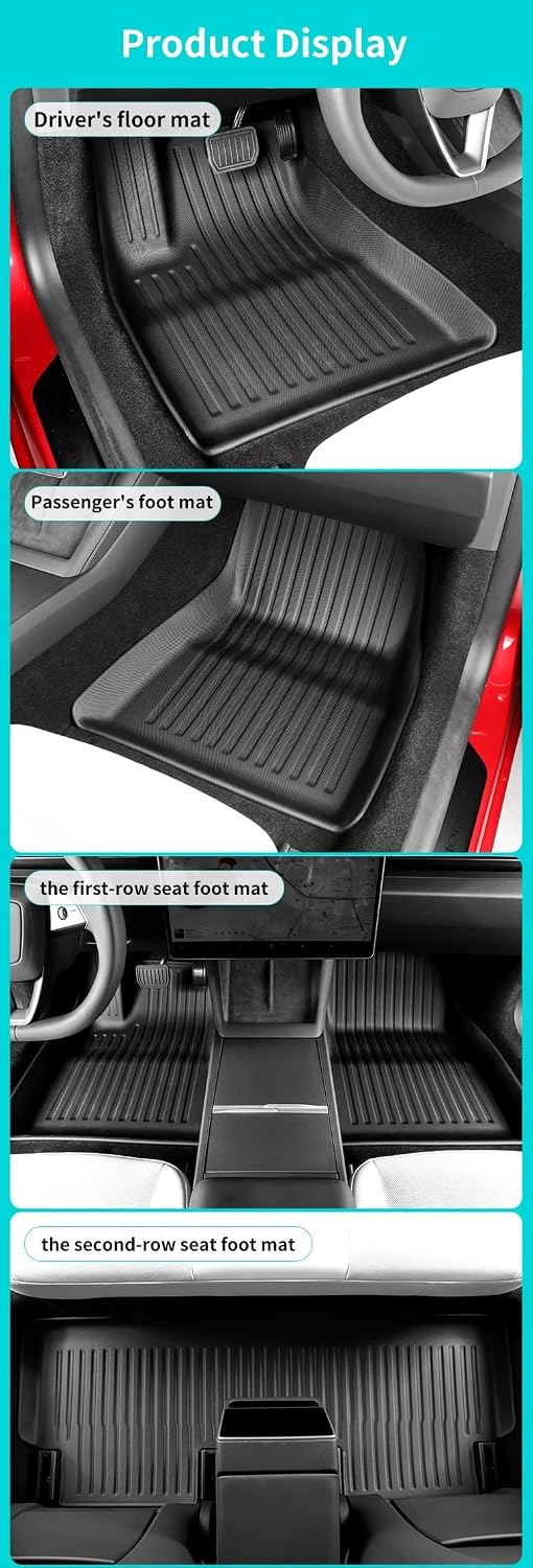 for Tesla Model 3 Highland 2024 TPE 3D Car Floor Mats Cargo Liner Trunk Pad Waterproof Protective Accessories(Black-1PCS)