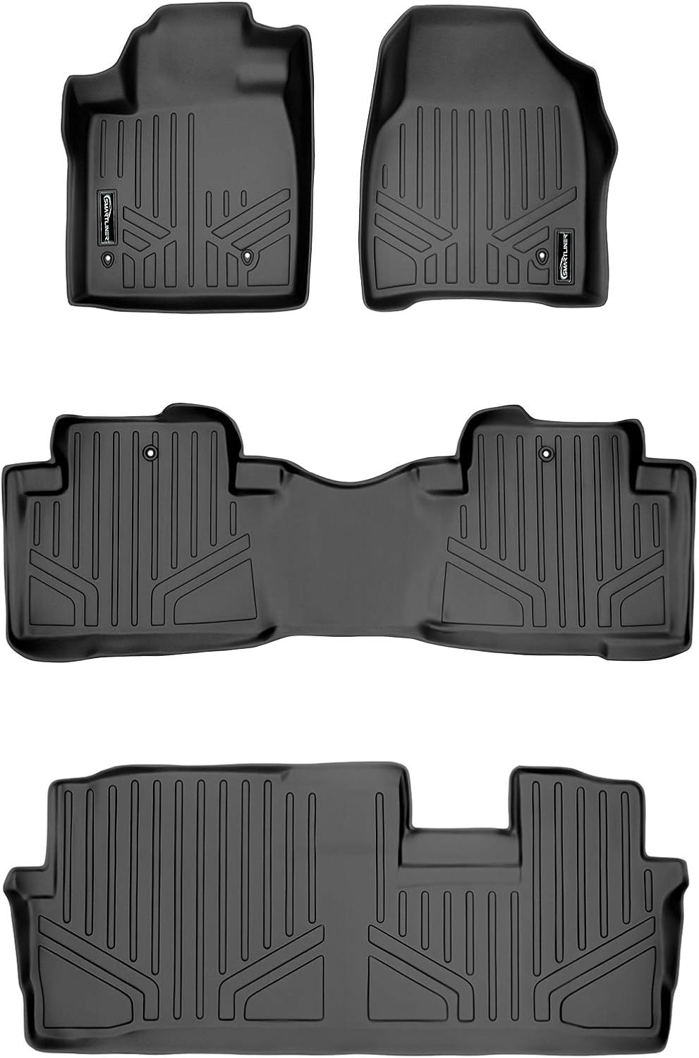 SMARTLINER Custom Fit Floor Mats 3 Row Liner Set for 2009-2015 Honda Pilot