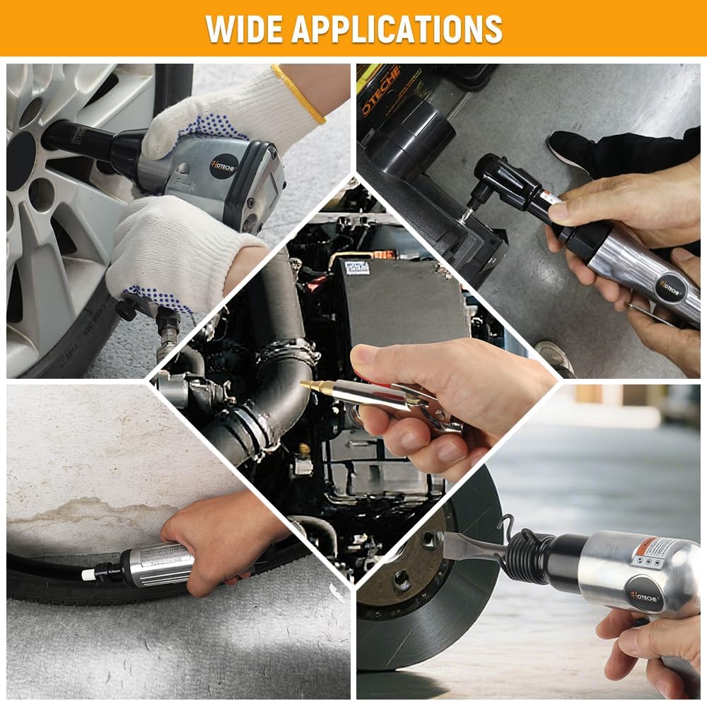 Hoteche 71-Piece Air Tool Kit | 1/2' Single-Hammer Air Impact Wrench (7000RPM), 1/2' Air Ratchet Wrench & Multiple Tools, Blow-Molded Case