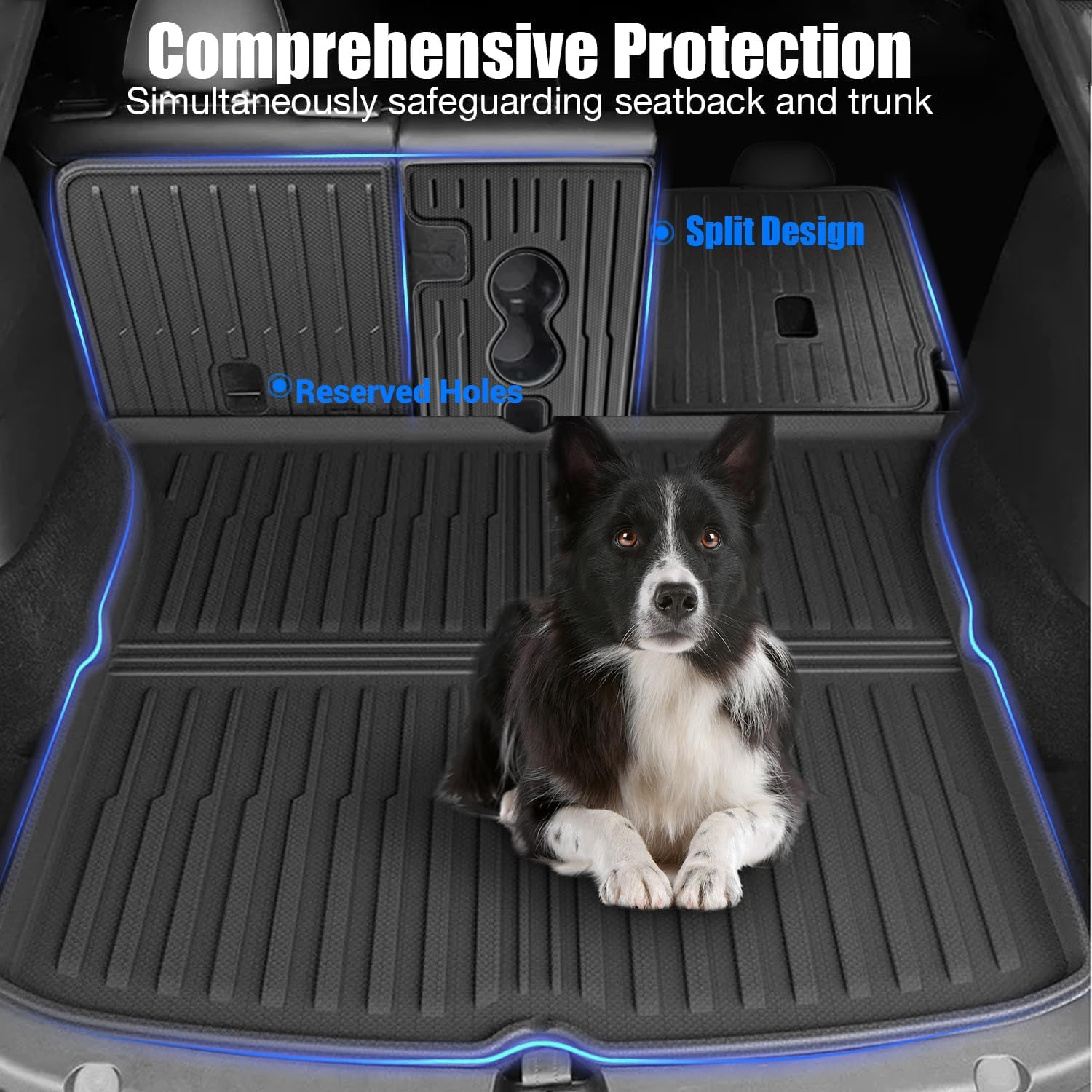 Custom Fit Floor Mats for 2026 Tesla Model Y Juniper Standard,TPE All-Weather Full Coverage Set w/Trunk Cargo Mat & Backrest,Non-Slip Odorless Interior Accessories 5-Seat(Only Fit Standard)