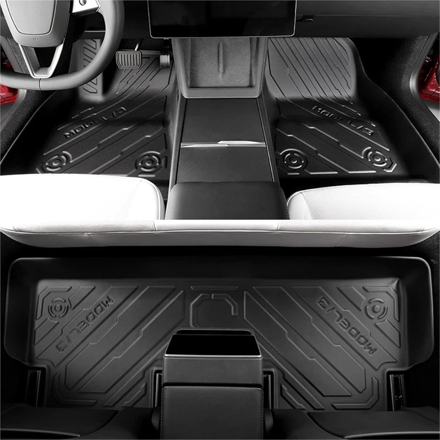Compatible with Tesla Model 3 Highland 2024 2025+ TPE Floor Mats & Cargo Liner Trunk Mat Backrest Mats(6PCS Blanket Set)