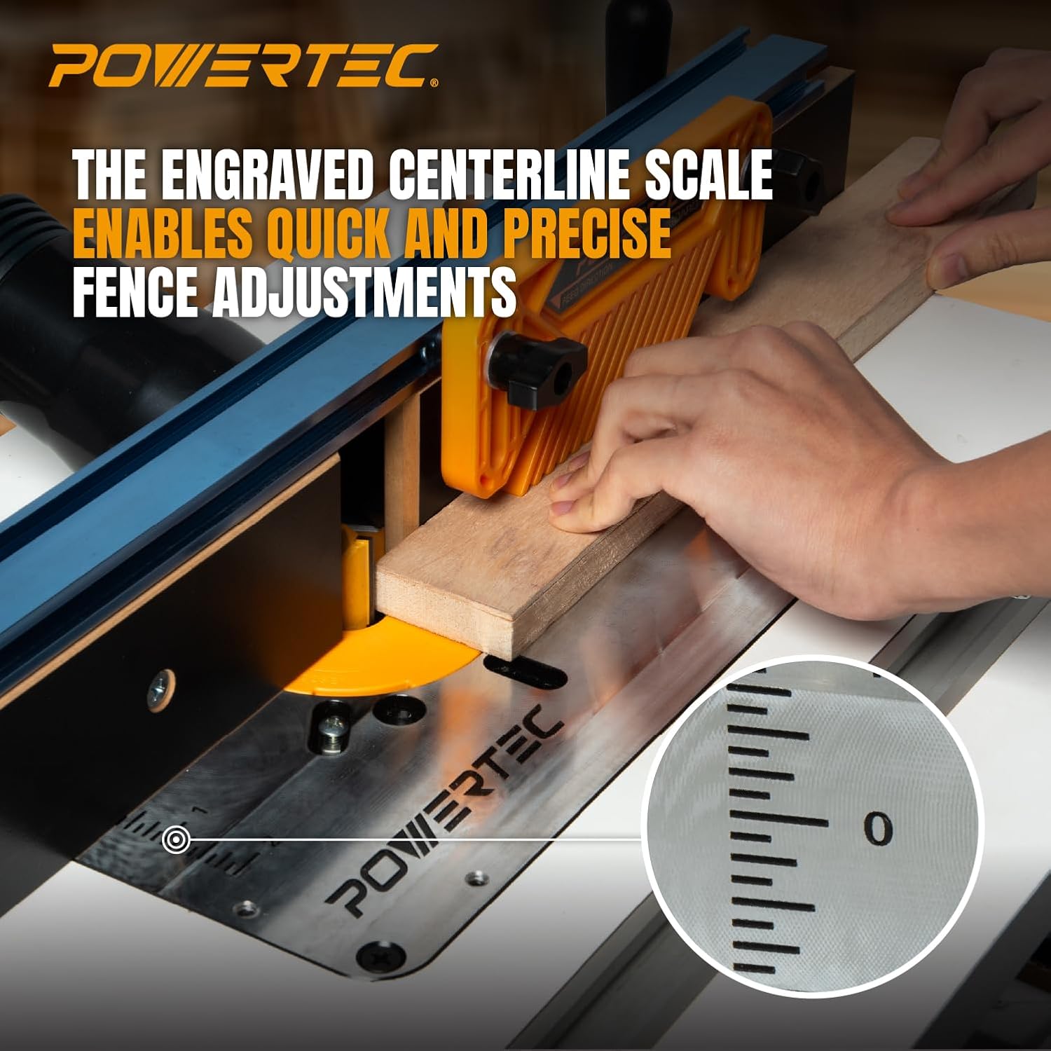 POWERTEC Benchtop Router Table w/Metal Stand and Adjustable Fence Set – 24' x 16' Laminated MDF Top, Aluminum Insert Plate, 2-1/2' Dust Port, Fence Stop, Featherboard and More Accessories (71963)