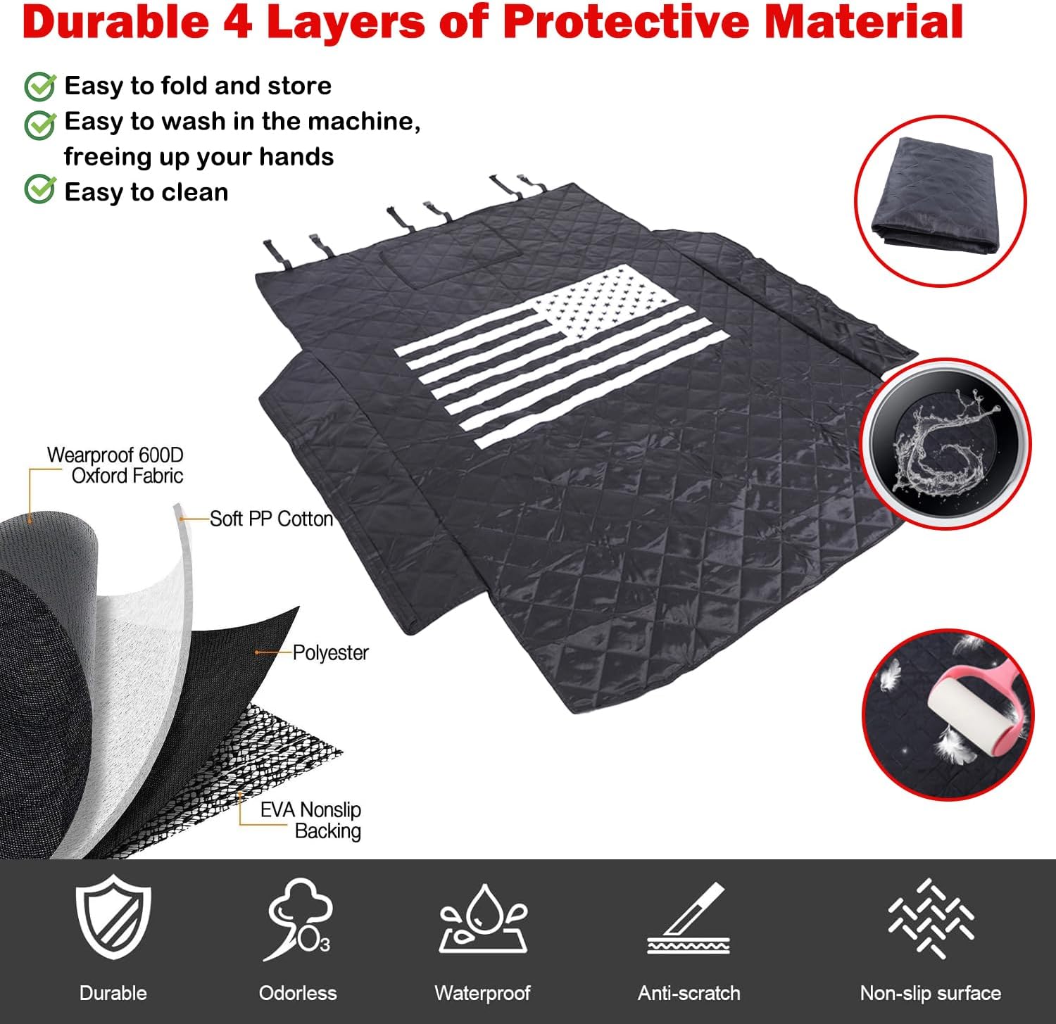 All-Protection Cargo Mat Liner for Hummer EV Accessories Rear Trunk Floor Mat Cargo Liner for Dogs for Hummer EV SUV 2024 2025 2026 Heavy Duty 3D Nonslip Waterproof Protect (SUV/American Flag)